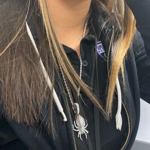 20’ silver chain with silver spider pendant